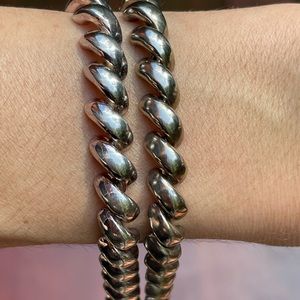 Fabulous Pair of 8” Solid Sterling Silver San Marco Bracelets Milor Italy